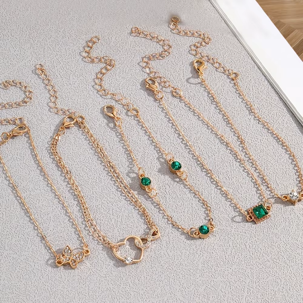 5Pcs Vintage-Inspired Bracelet Set with Sparkling Rhinestones - Infinity & Geometric Designs, Perfect for Casual Attire or Gifti